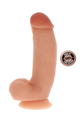 Get Real Silicone Dildo 7 inch w Balls - Силиконовый фаллоимитатор с мошонкой, 18х3.5 см (телесный) - sex-shop.ua